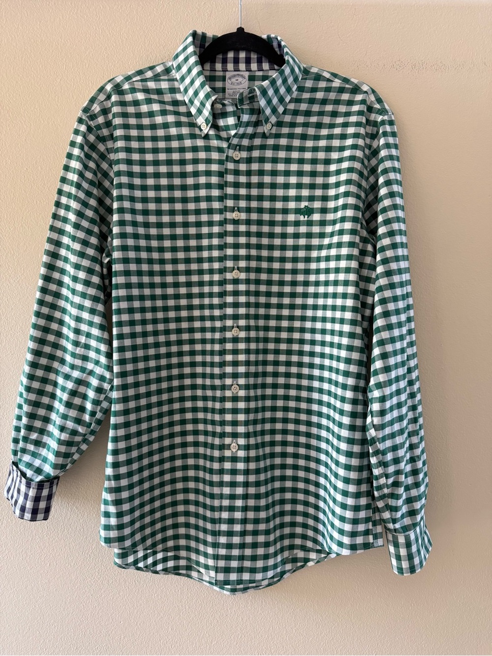 Brooks Brothers Green Check Supima Cotton Button-Down Shirt Embroidered Logo